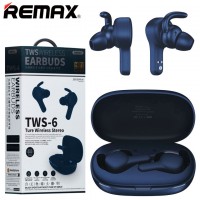 Bluetooth наушники с микрофоном Remax TWS-6 синие