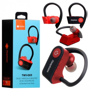 Bluetooth наушники с микрофоном DeepBass TWS Q03 красные в Одессе