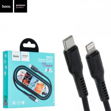 USB кабель Hoco DX21 Silicone Type-C to Lightning 1m черный в Одессе