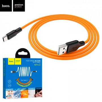 USB кабель Hoco X21 Plus Silicone Type-C 1m черно-оранжевый в Одессе