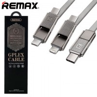 USB кабель Remax Sury 2 RC-070th 3in1 Lightning-micro USB-Type-C серебристый