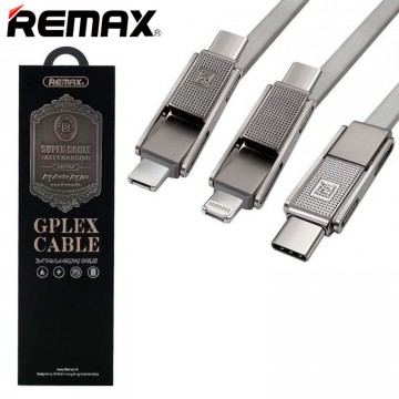 USB кабель Remax Sury 2 RC-070th 3in1 Lightning-micro USB-Type-C серебристый в Одессе