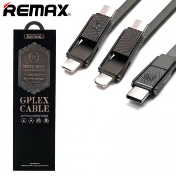 USB кабель Remax Sury 2 RC-070th 3in1 Lightning-micro USB-Type-C черный в Одессе