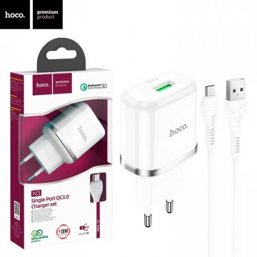 Сетевое зарядное устройство Hoco N3 QC3.0 1USB 3A micro-USB white в Одессе