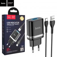 Сетевое зарядное устройство Hoco N1 1USB 2.4A Type-C black