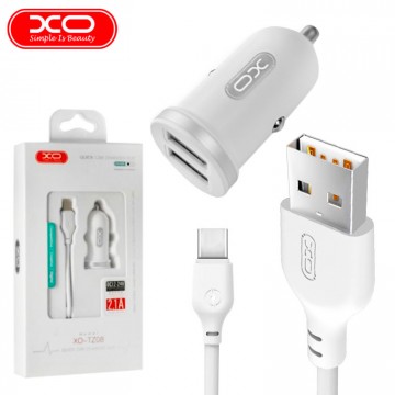 Автомобильное зарядное устройство XO TZ08 2USB 2.1A Type-C white в Одессе