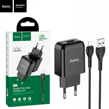 Сетевое зарядное устройство Hoco N2 1USB 2.1A Lightning black в Одессе