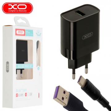 Сетевое зарядное устройство XO L63 QC3.0 1USB 15W Type-C black в Одессе