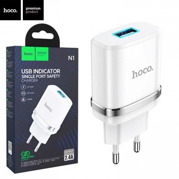 Сетевое зарядное устройство Hoco N1 1USB 2.4A white в Одессе