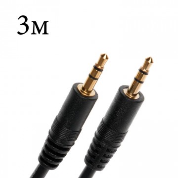 AUX кабель 3.5mm 2 pin 3м тех.пак. черный в Одессе