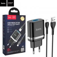 Сетевое зарядное устройство Hoco N1 1USB 2.4A Lightning black