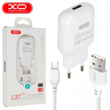 Сетевое зарядное устройство XO L37 1USB 2.1A micro-USB white в Одессе