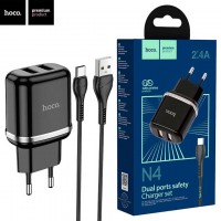 Сетевое зарядное устройство Hoco N4 2USB 2.4A Type-C black