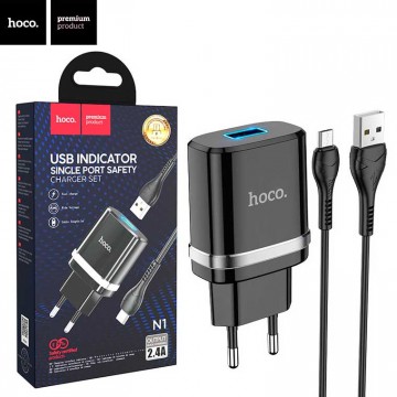 Сетевое зарядное устройство Hoco N1 1USB 2.4A micro-USB black в Одессе