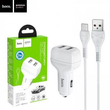 Автомобильное зарядное устройство Hoco Z36 2USB 2.4A Type-C white в Одессе