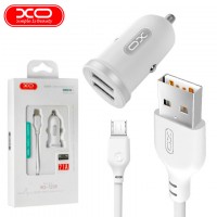 Автомобильное зарядное устройство XO TZ08 2USB 2.1A micro-USB white