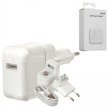 Сетевое зарядное устройство iPad A1401 2in1 1USB 2.4A 12W Lightning white в Одессе