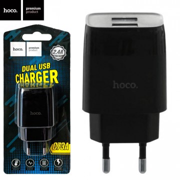 Сетевое зарядное устройство Hoco C73A 2USB 2.4A black в Одессе