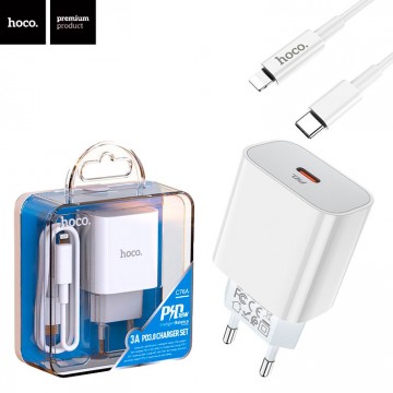 Сетевое зарядное устройство Hoco C76A 1USB PD20W Type-C to Lightning white в Одессе