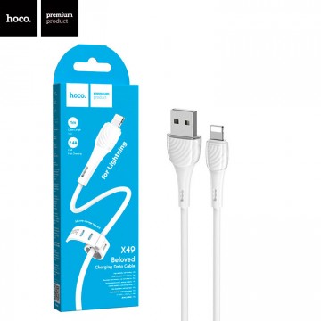 USB кабель Hoco X49 USB - Lightning 1m белый в Одессе