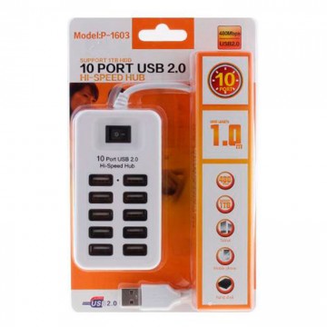 USB Hub 10 PORT USB 2.0 P-1603 white в Одессе