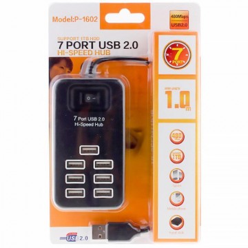 USB Hub 7 PORT USB 2.0 P-1602 black в Одессе