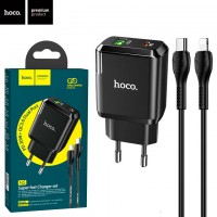 Сетевое зарядное устройство Hoco N5 PD20W + QC3.0 1USB 3.0A Type-C to Lightning black