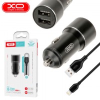 Автомобильное зарядное устройство XO TZ09 2USB 2.4A Lightning black