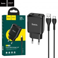 Сетевое зарядное устройство Hoco N7 2USB 2.1A Type-C black