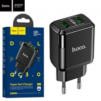 Сетевое зарядное устройство Hoco N6 QC3.0 2USB 3.0A black