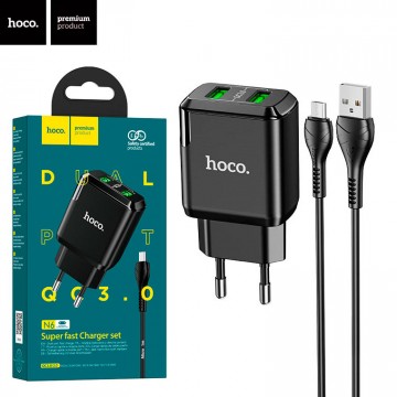 Сетевое зарядное устройство Hoco N6 QC3.0 2USB 3.0A micro-USB black в Одессе