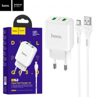 Сетевое зарядное устройство Hoco N6 QC3.0 2USB 3.0A Type-C white