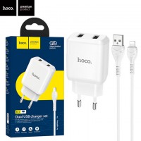 Сетевое зарядное устройство Hoco N7 2USB 2.1A Lightning white