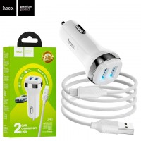 Автомобильное зарядное устройство Hoco Z40 2USB 2.4A micro-USB white