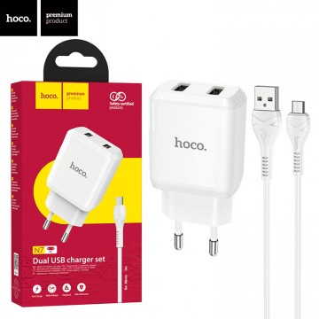 Сетевое зарядное устройство Hoco N7 2USB 2.1A micro-USB white в Одессе