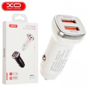 Автомобильное зарядное устройство XO CC27 2USB 3A white в Одессе