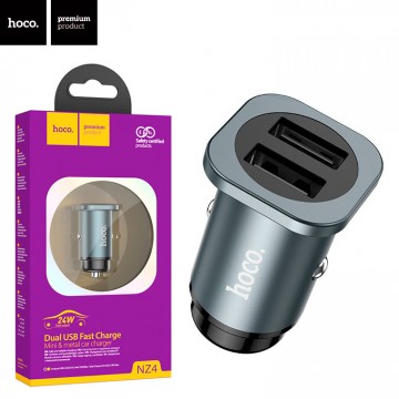 Автомобильное зарядное устройство Hoco NZ4 2USB 2.4A gray в Одессе