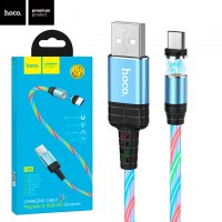 USB кабель Hoco U90 Магнитный micro USB 1m голубой