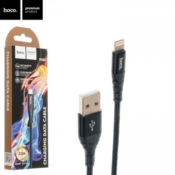 USB кабель Hoco DU02 Lightning 1m черный в Одессе