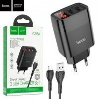 Сетевое зарядное устройство Hoco C86A 2USB 2.4A Lightning black