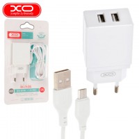 Сетевое зарядное устройство XO L75 2USB 2.4A micro-USB white