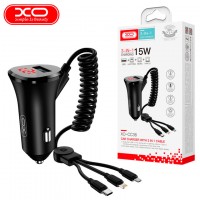 Автомобильное зарядное устройство XO CC36 3in1 1USB 15W Lightning, micro-USB, Type-C black