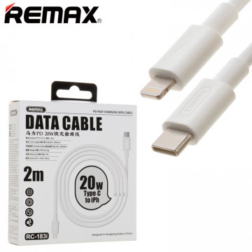 USB кабель Remax RC-183i PD Type-C - Lightning 2m белый в Одессе