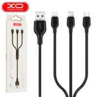 USB кабель XO NB103 3in1 Lightning - micro USB - Type-C 1m черный