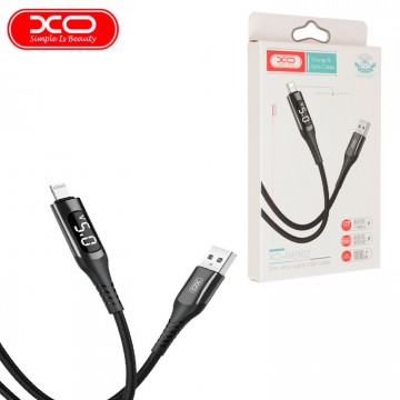 USB кабель XO NB162 Lightning 1m LCD черный в Одессе