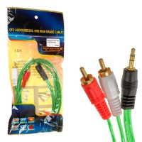 Кабель AUX 2RCA - jack 3.5 мм 2pin 1.5m зеленый