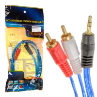 Кабель AUX 2RCA - jack 3.5 мм 2pin 1.5m синий