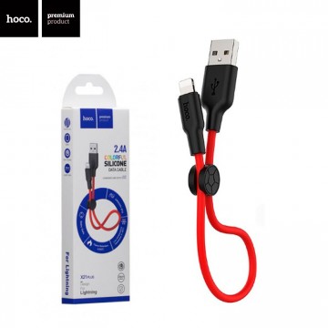 USB кабель Hoco X21 Plus Lightning 0.25m черно-красный в Одессе