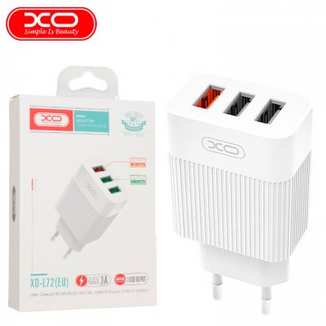 Сетевое зарядное устройство XO L72 QC3.0 3USB 3A white в Одессе