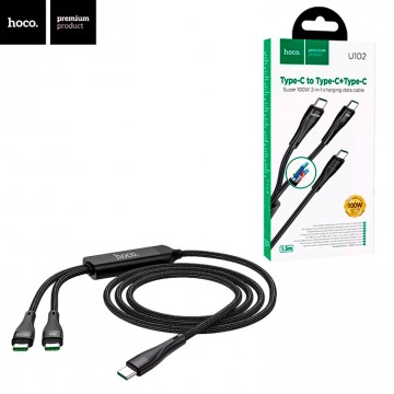 USB кабель Hoco U102 2in1 Type-C - Type-C - Type-C 1.2m черный в Одессе